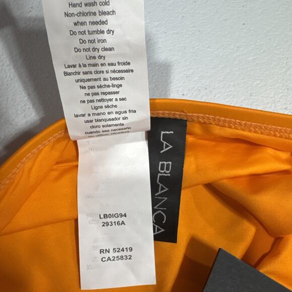 La Blanca Island Goddess Side-Tie Bikini Swimsuit Bottom Sz 10 Tangerine UPF 50+ - Picture 9 of 9